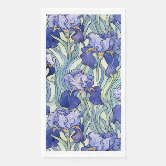 Art Nouveau blue iris Napkins Serviette (Vorderseite)