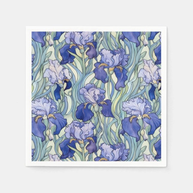Art Nouveau blue iris Napkins Serviette (Vorderseite)