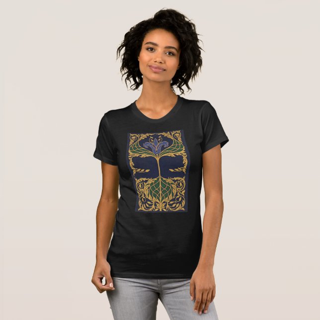 Art Nouveau Blue Lily T-Shirt (Vorne ganz)