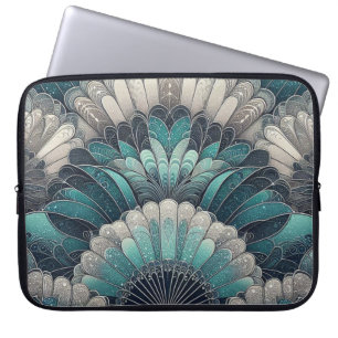 Art Nouveau Blue und Silver Fans Laptopschutzhülle