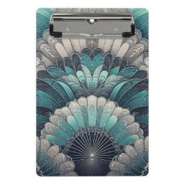 Art Nouveau Blue und Silver Fans Mini Klemmbrett