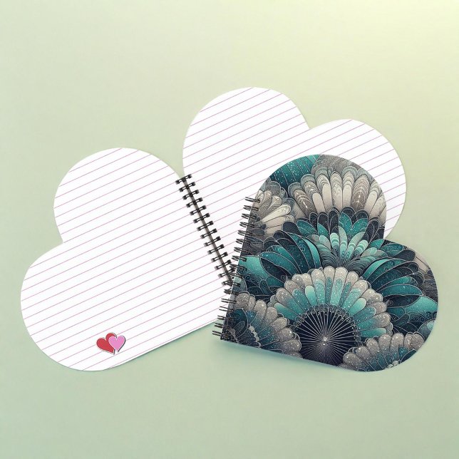 Art Nouveau Blue und Silver Fans Notizbuch (Von Creator hochgeladen)
