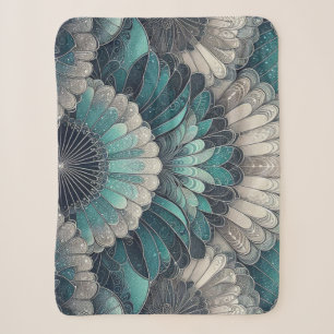 Art Nouveau Blue und Silver Fans Sherpadecke