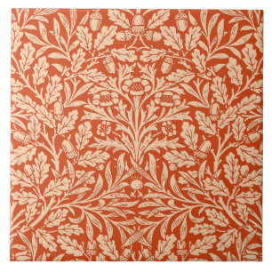 Art Nouveau Blumen-Damaskus, Mandarinorange Fliese