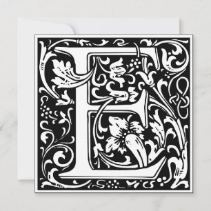 Art Nouveau Blumenalphabet Monogramm Buchstabe E Einladung