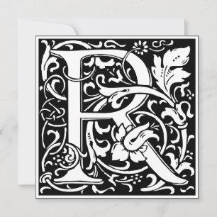 Art Nouveau Blumenalphabet Monogramm Buchstabe R Einladung