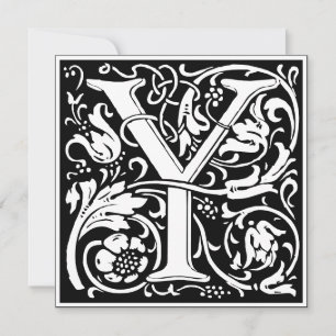 Art Nouveau Blumenalphabet Monogramm Buchstabe Y Einladung