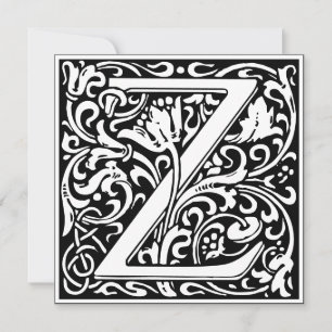 Art Nouveau Blumenalphabet Monogramm Buchstabe Z Einladung