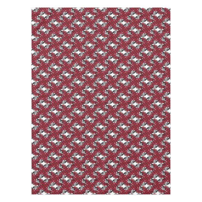 Art Nouveau Blumenmuster Rot und Schwarz Rose Desi Tischdecke (Vorderseite)