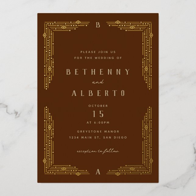 Art Nouveau Border Foil Folieneinladung (Vorderseite)