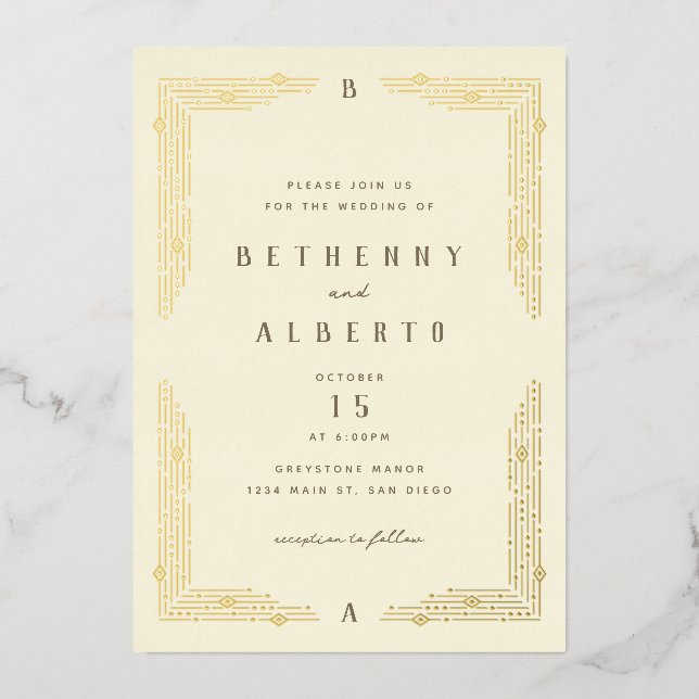 Art Nouveau Border Foil Folieneinladung (Vorderseite)