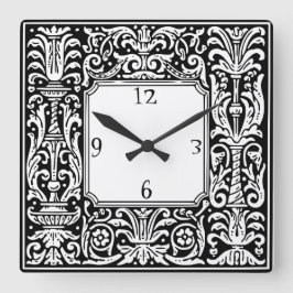 Art Nouveau Botanische Geometrische Grenze Quadratische Wanduhr