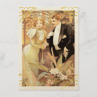 Art nouveau Braut und Bräutigam Einladung