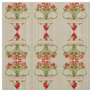 Art Nouveau Brooch Rose und Herz Stoff