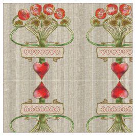 Art Nouveau Brooch Rose und Herz Stoff