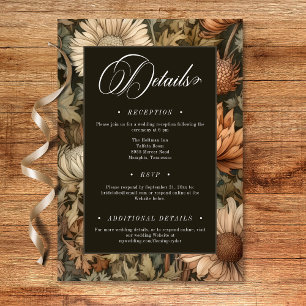 Art Nouveau Brown William Morris Floral Wedding Begleitkarte