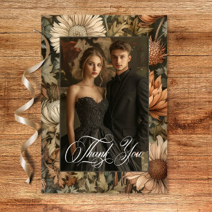 Art Nouveau Brown William Morris Floral Wedding Dankeskarte