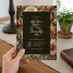 Art Nouveau Brown William Morris Floral Wedding Einladung