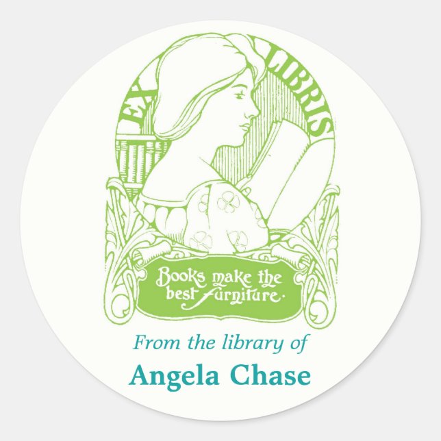 Art Nouveau Buchzeichen Stickers (Vorderseite)