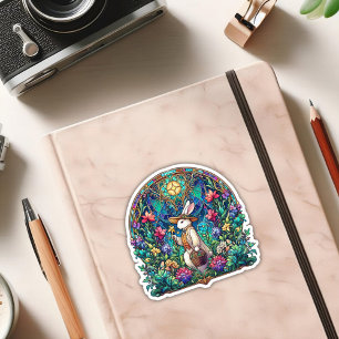 Art Nouveau Buntes gesteinigtes Glas Ostern Bunny Aufkleber