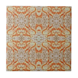 Art Nouveau Burnt Orange Yellow Mirror Art Muster Fliese