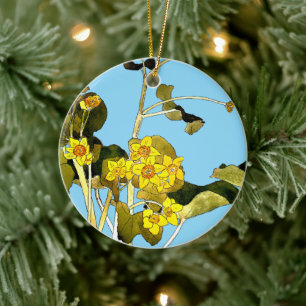 Art Nouveau Buttercups Keramik Ornament