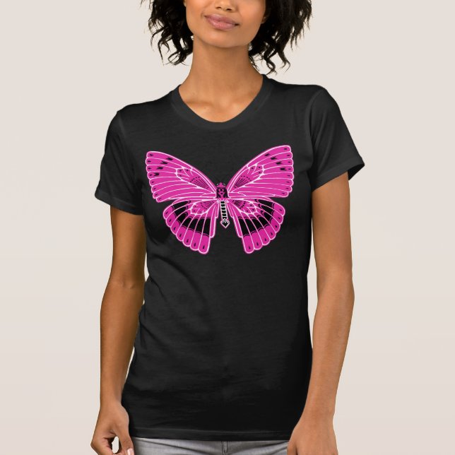 Art Nouveau Butterfly Hot Fuchsia Pink T-Shirt (Vorderseite)