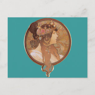 Art Nouveau - Byzantinischer Kopf, Die Brünette Postkarte