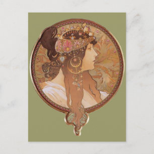Art Nouveau - Byzantinischer Leiter, der Brünette Postkarte