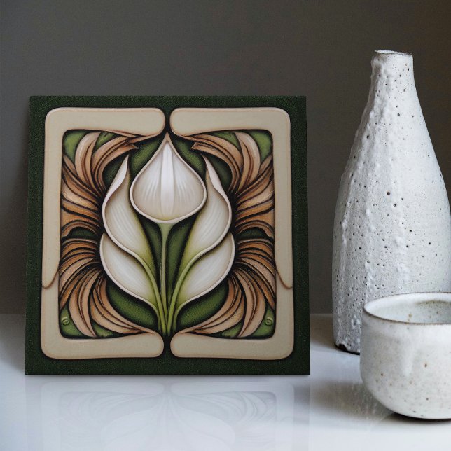 Art Nouveau Calla Lily Symmetrie Fliese (Von Creator hochgeladen)