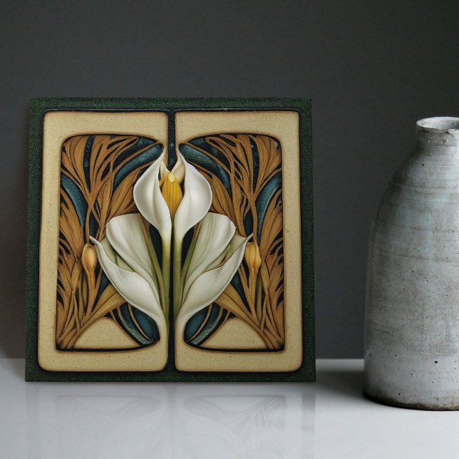 Art Nouveau Calla Lily Symmetrie Fliese (Von Creator hochgeladen)
