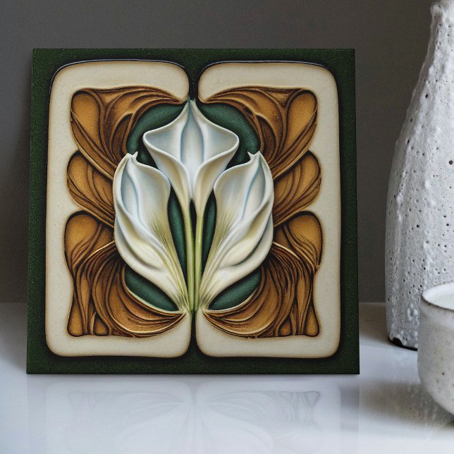 Art Nouveau Calla Lily Symmetrie Fliese (Von Creator hochgeladen)