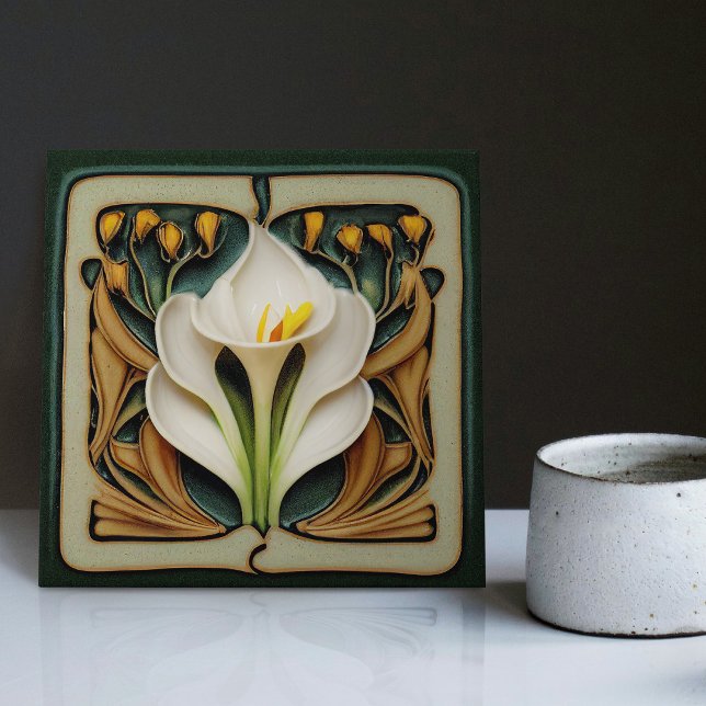 Art Nouveau Calla Lily Symmetrie Fliese (Seek more? Explore our collection for more matching tiles to uplift your space.)