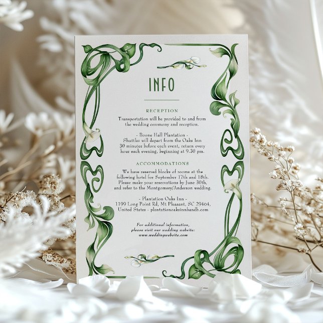 Art Nouveau Calla Lily Wedding Info Card Einladung (Von Creator hochgeladen)