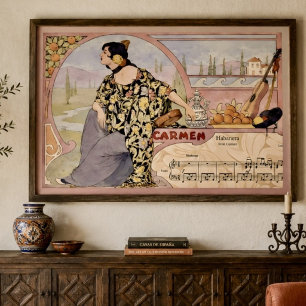 Art Nouveau Carmen Habanera Druck – Vintage Oper  Poster