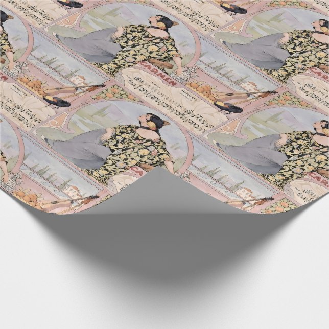 Art Nouveau Carmen Habanera Print – Vintage Opera  Geschenkpapier (Ecke)