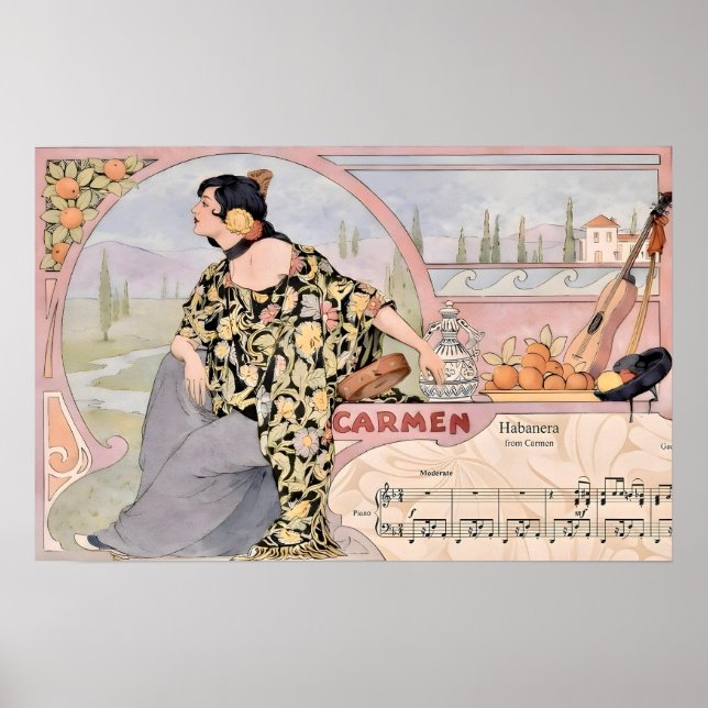 Art Nouveau Carmen Habanera Print – Vintage Opera  Poster (Vorne)
