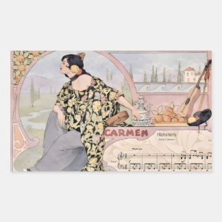 Art Nouveau Carmen Habanera Print – Vintage Opera Rechteckiger Aufkleber