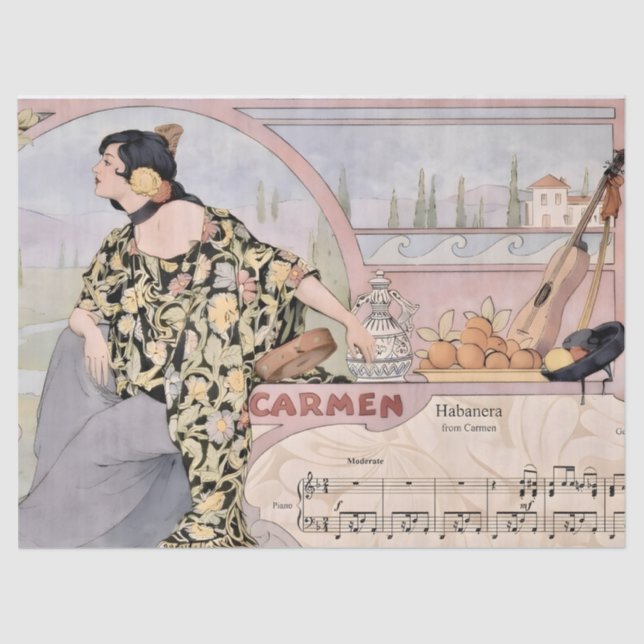 Art Nouveau Carmen Habanera Print – Vintage Opera  Seidenpapier (Vorderseite)