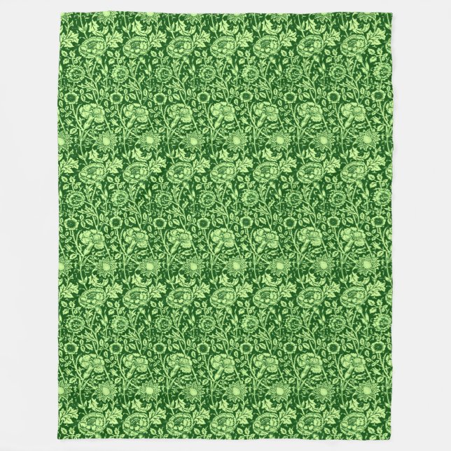 Art Nouveau Carnation Damask, Forest Green Fleecedecke (Vorderseite)