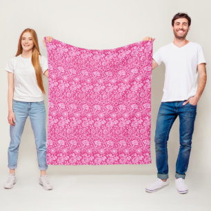 Art Nouveau Carnation Damask, Fuchsia Pink Fleecedecke