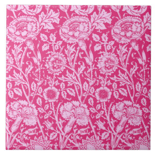 Art Nouveau Carnation Damask, Fuchsia Pink Fliese