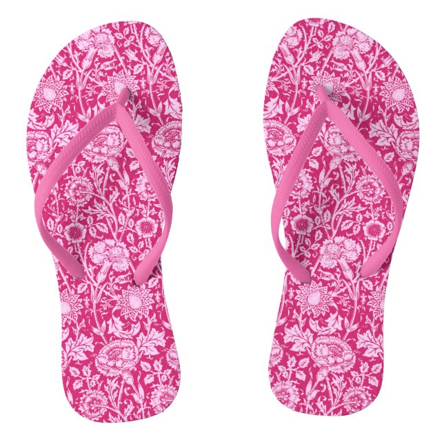 Art Nouveau Carnation Damask, Fuchsia Pink Flip Flops (Fußbett)