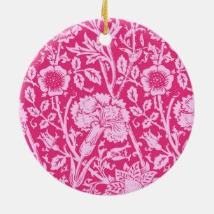 Art Nouveau Carnation Damask, Fuchsia Pink Keramik Ornament