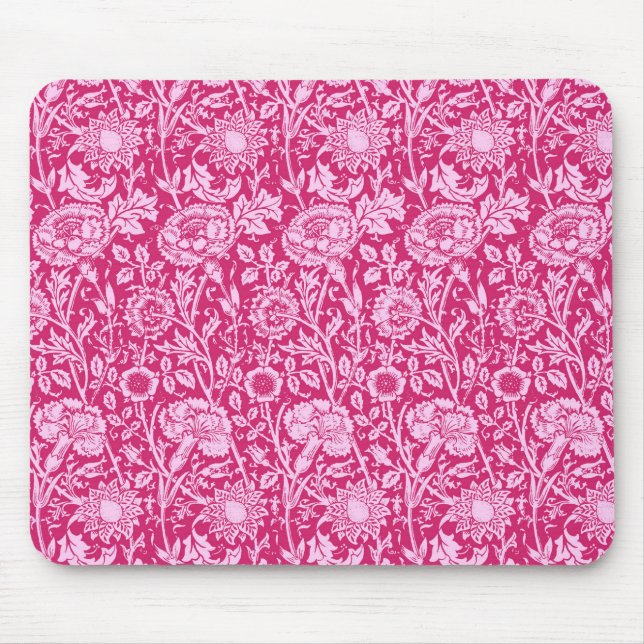 Art Nouveau Carnation Damask, Fuchsia Pink Mousepad (Vorne)