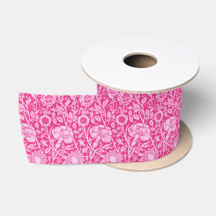 Art Nouveau Carnation Damask, Fuchsia Pink Satinband