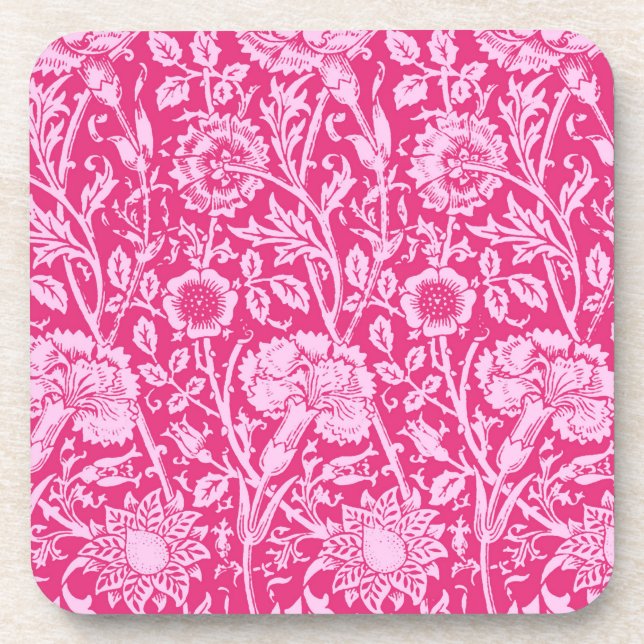 Art Nouveau Carnation Damask, Fuchsia Pink Untersetzer (Vorderseite)