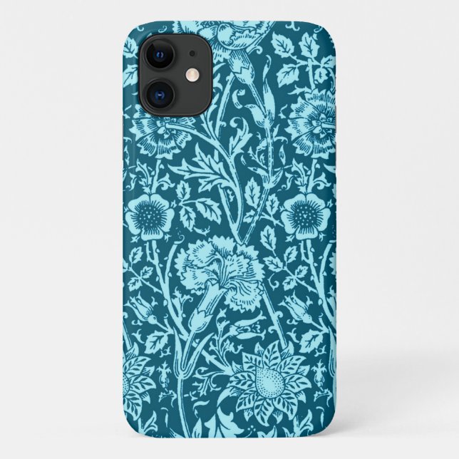 Art Nouveau Carnation Damask, Indigo und Sky Blue Case-Mate iPhone Hülle (Rückseite)