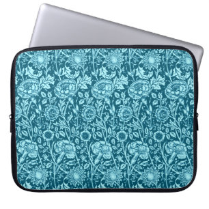 Art Nouveau Carnation Damask, Indigo und Sky Blue Laptopschutzhülle