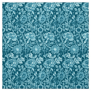 Art Nouveau Carnation Damask, Indigo und Sky Blue Stoff